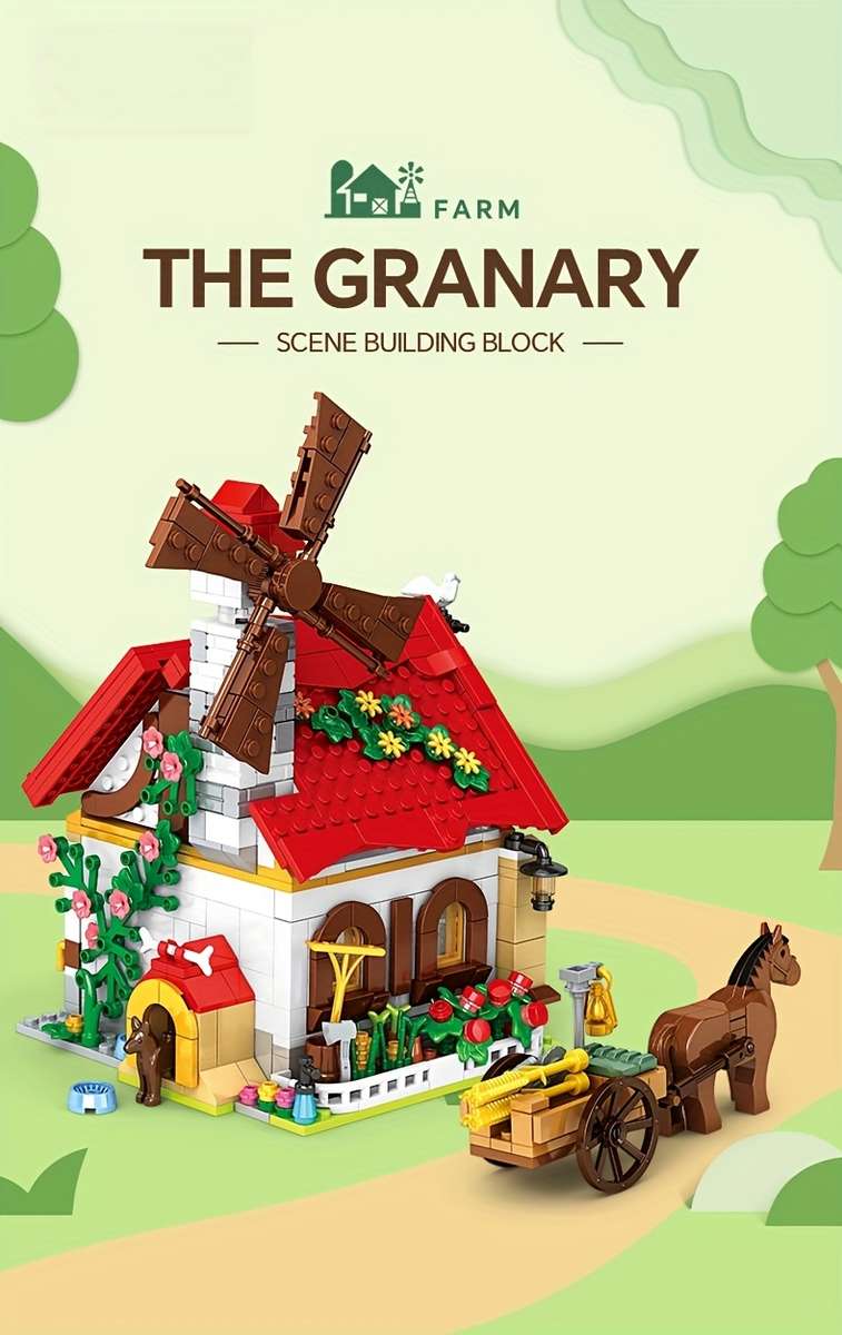 Building Toy Architectural Model Toy Set Color Granary  720 Pieces