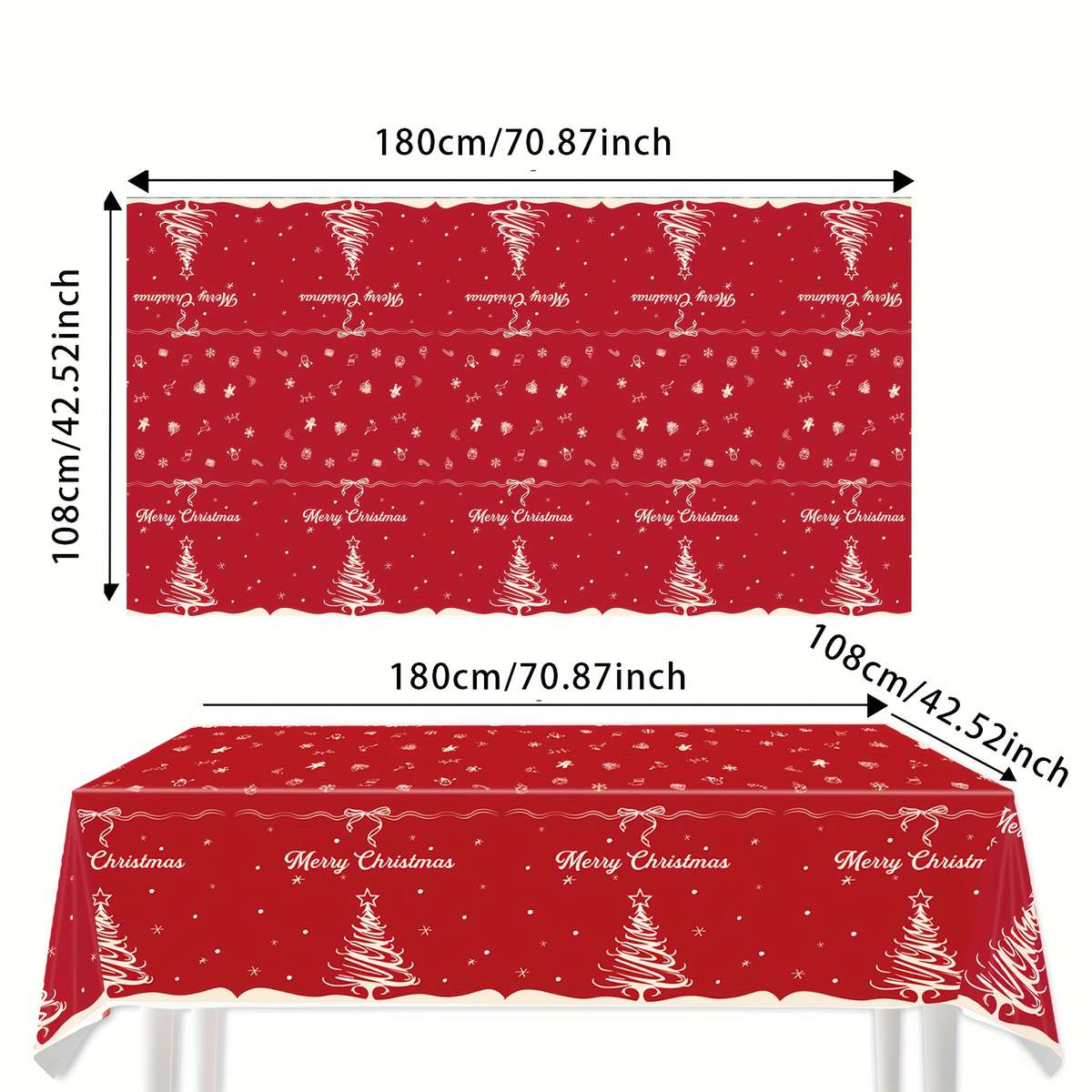 Christmas Tablecloth Style Simple Christmas Red Quantity 3Pcs