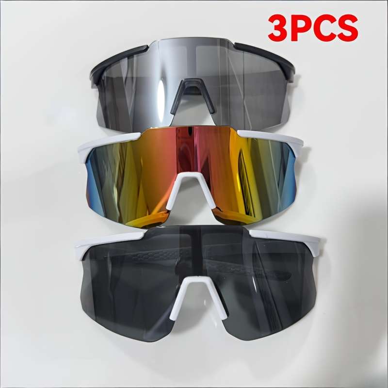 Cycling Glasses Quantity 3Pcs Black Gray White Frame Green Water  Black Frame Water