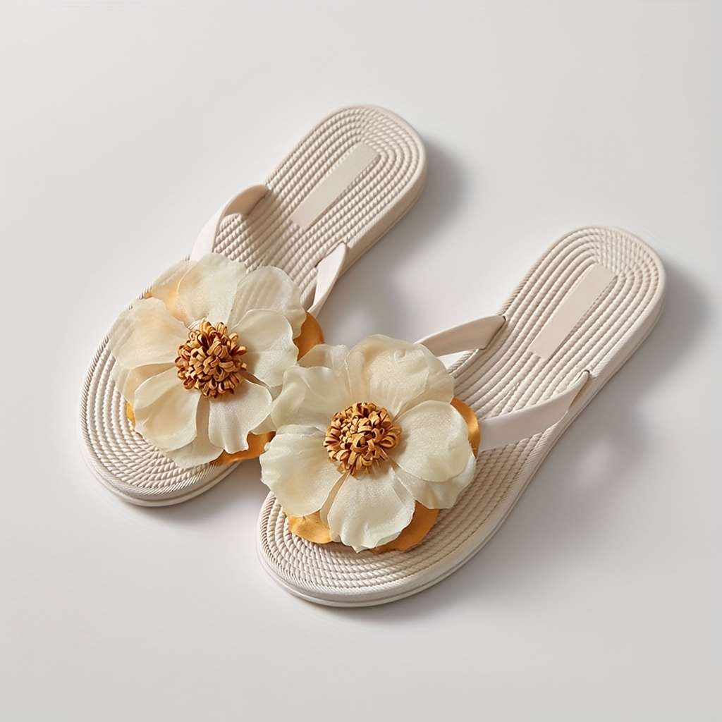 Ladies Summer Flip Flops Beige Uk 1.5-2