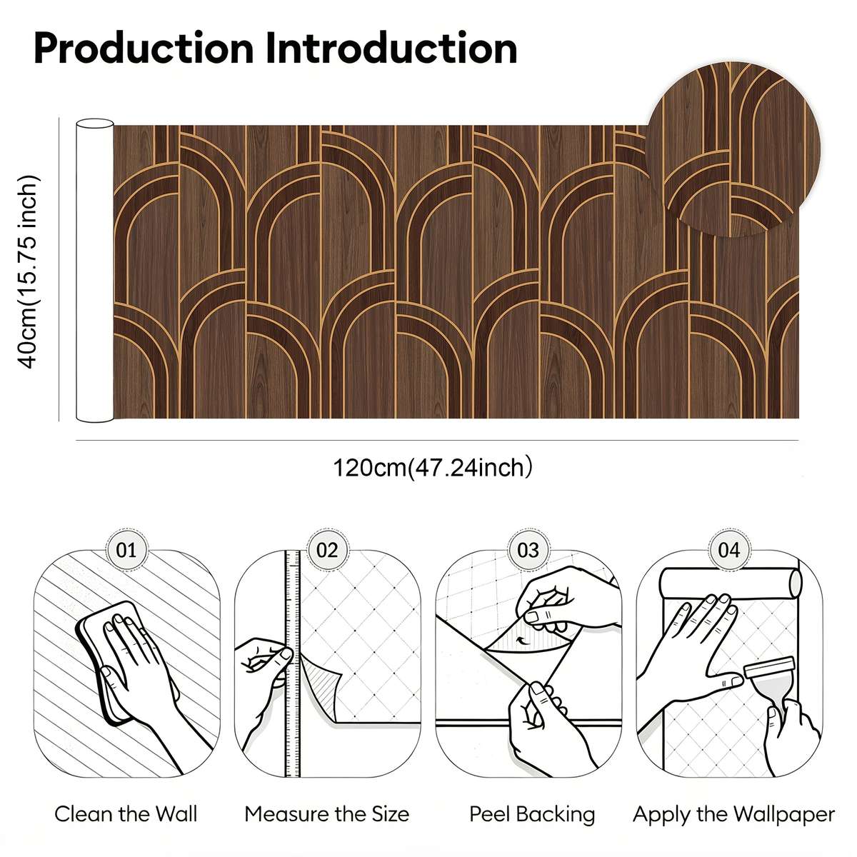 Self Adhesive Floor Stickers 40*120Cm Golden Edged Wood Grain