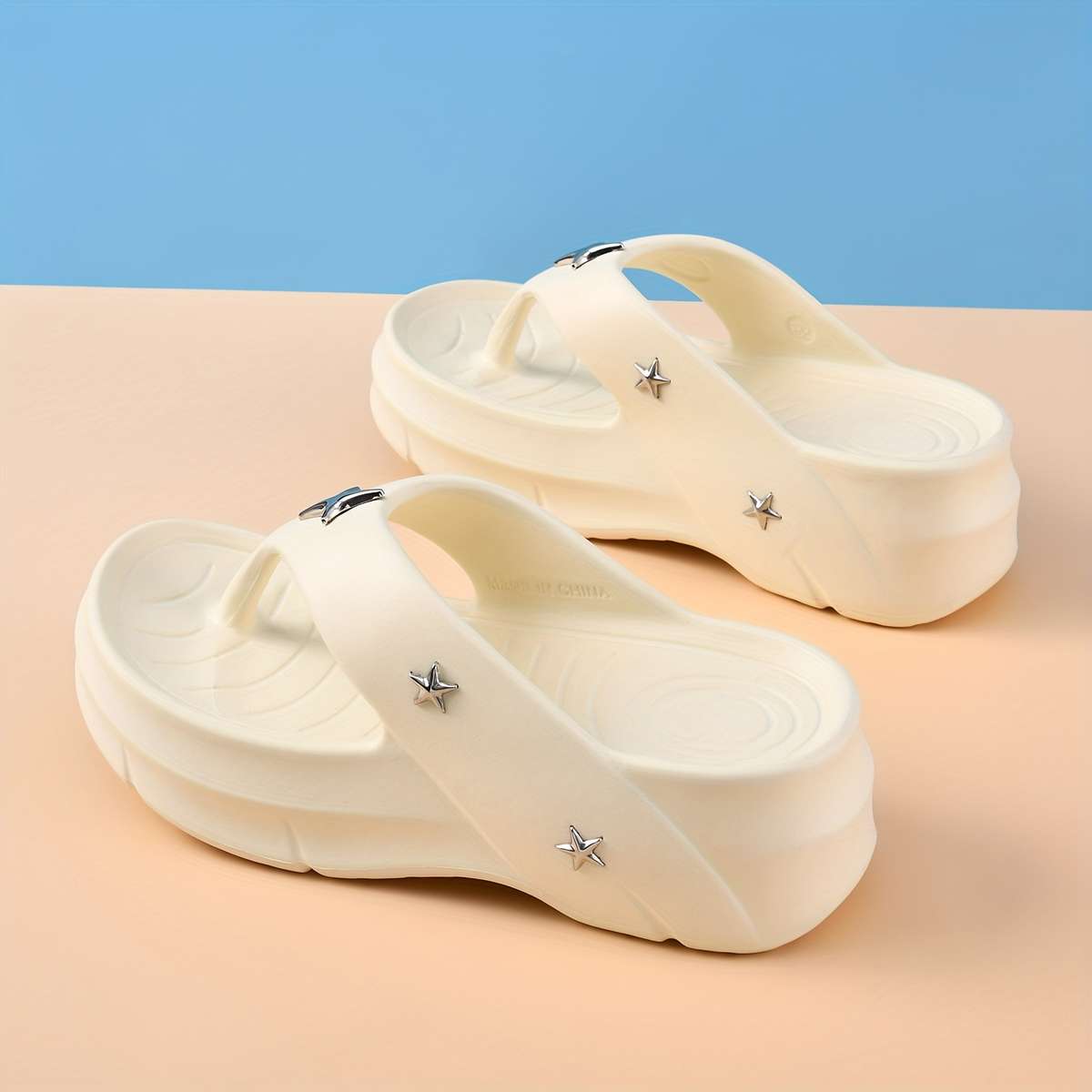 Ladies Summer Flip Flops White Uk 4.5-5