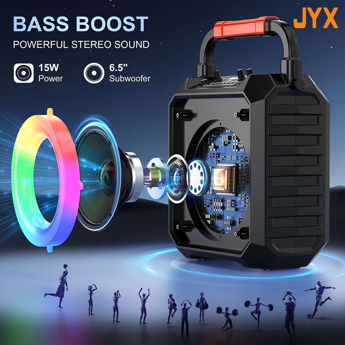 Speaker Color Black With 2 Wireless Microphones