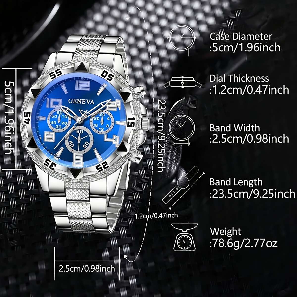 3Pcs Men Silvery Stainless Steel Watch Strap Fashionable Luxurious Mixed Silvery