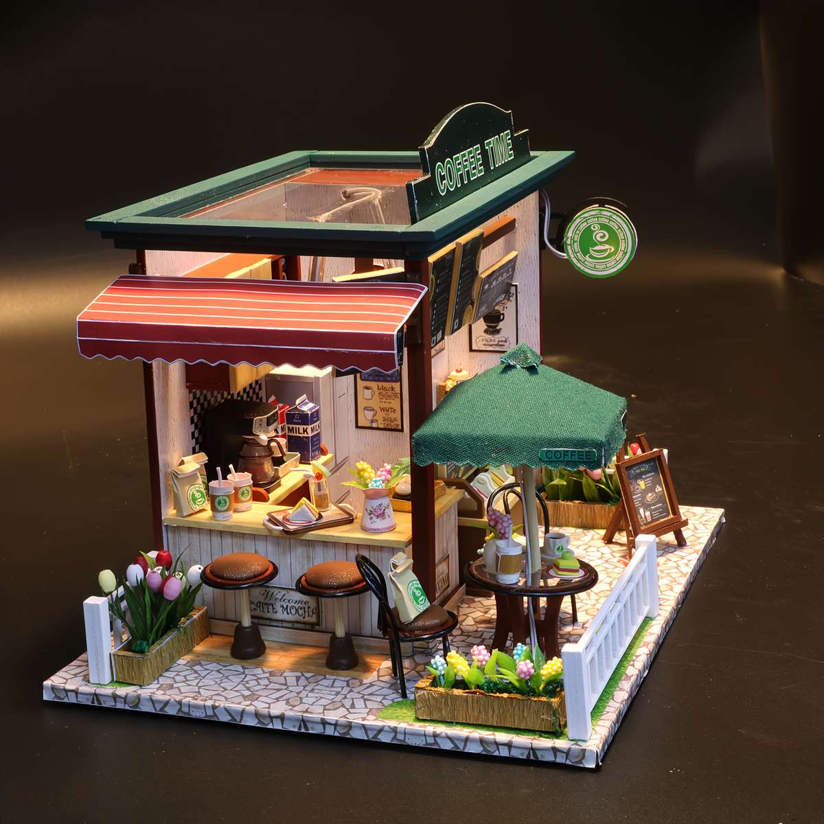 3D Building Model Puzzle Set Items Time Cafe Shop