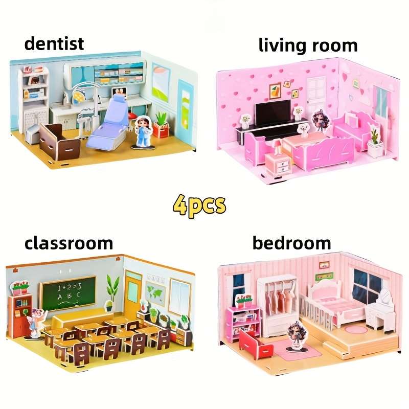 Building Toy Architectural Model Toy Set Items 4Pcs Set