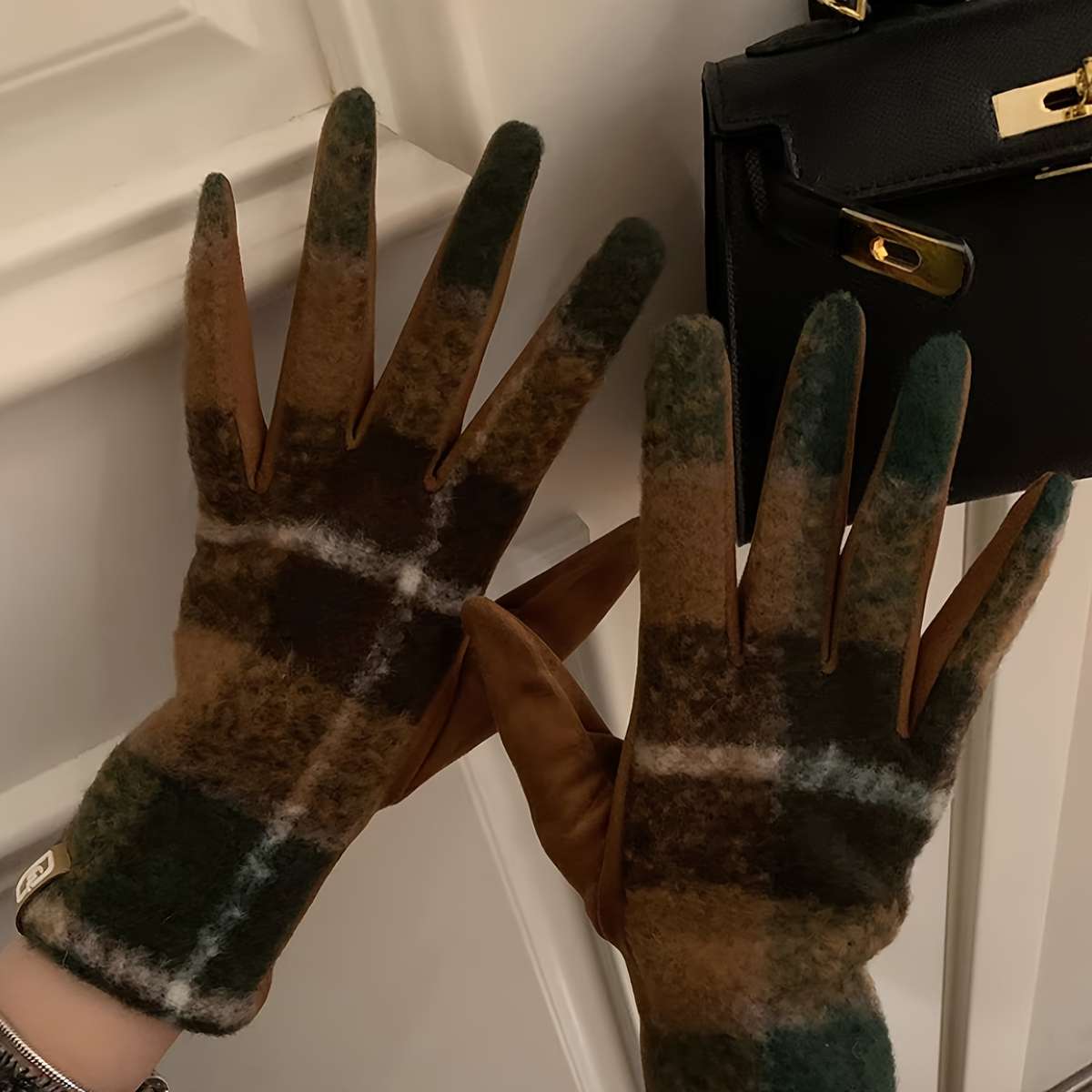 Winter Gloves Items Leopard Coffee