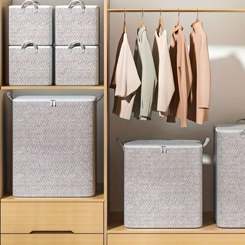 2Pcs 2 Pack Heavy Duty Fabric Storage Bins Foldable Gray