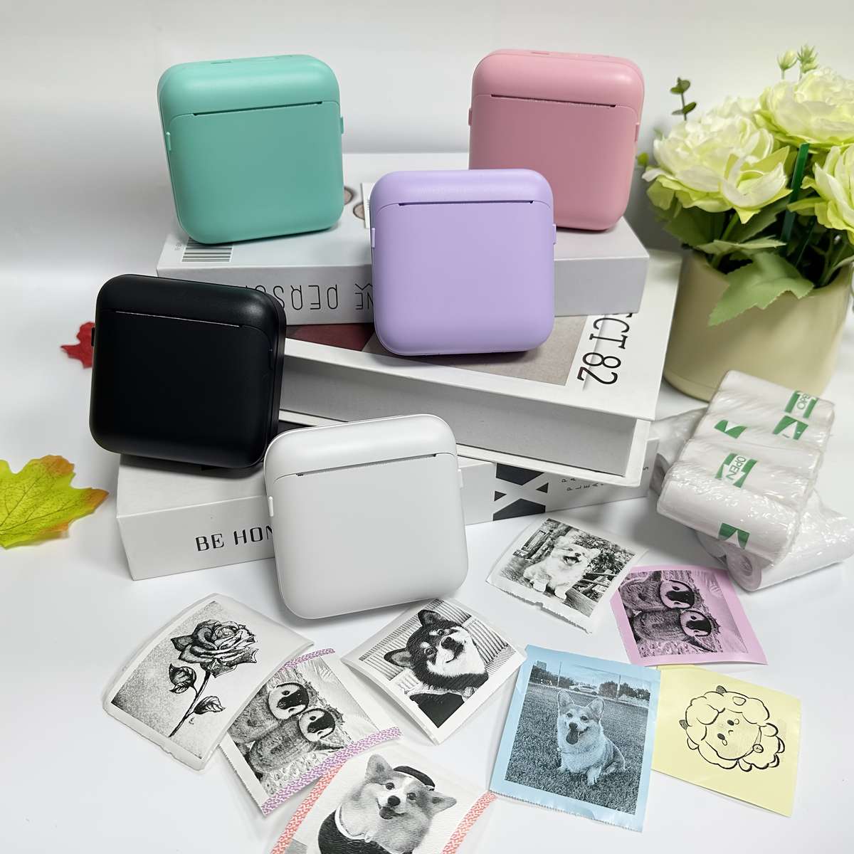 Printer Color Blue 5 Thermal Paper 5 Adhesive Stickers