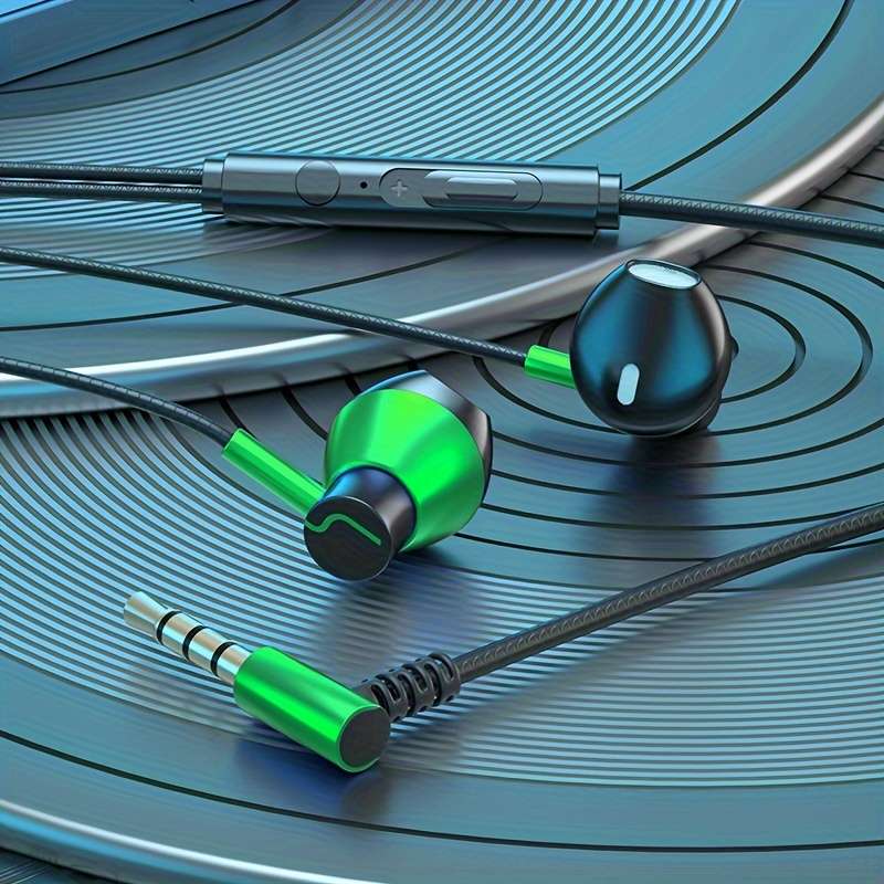 Wired Headphones Green Model 3.5Mm Round Jack