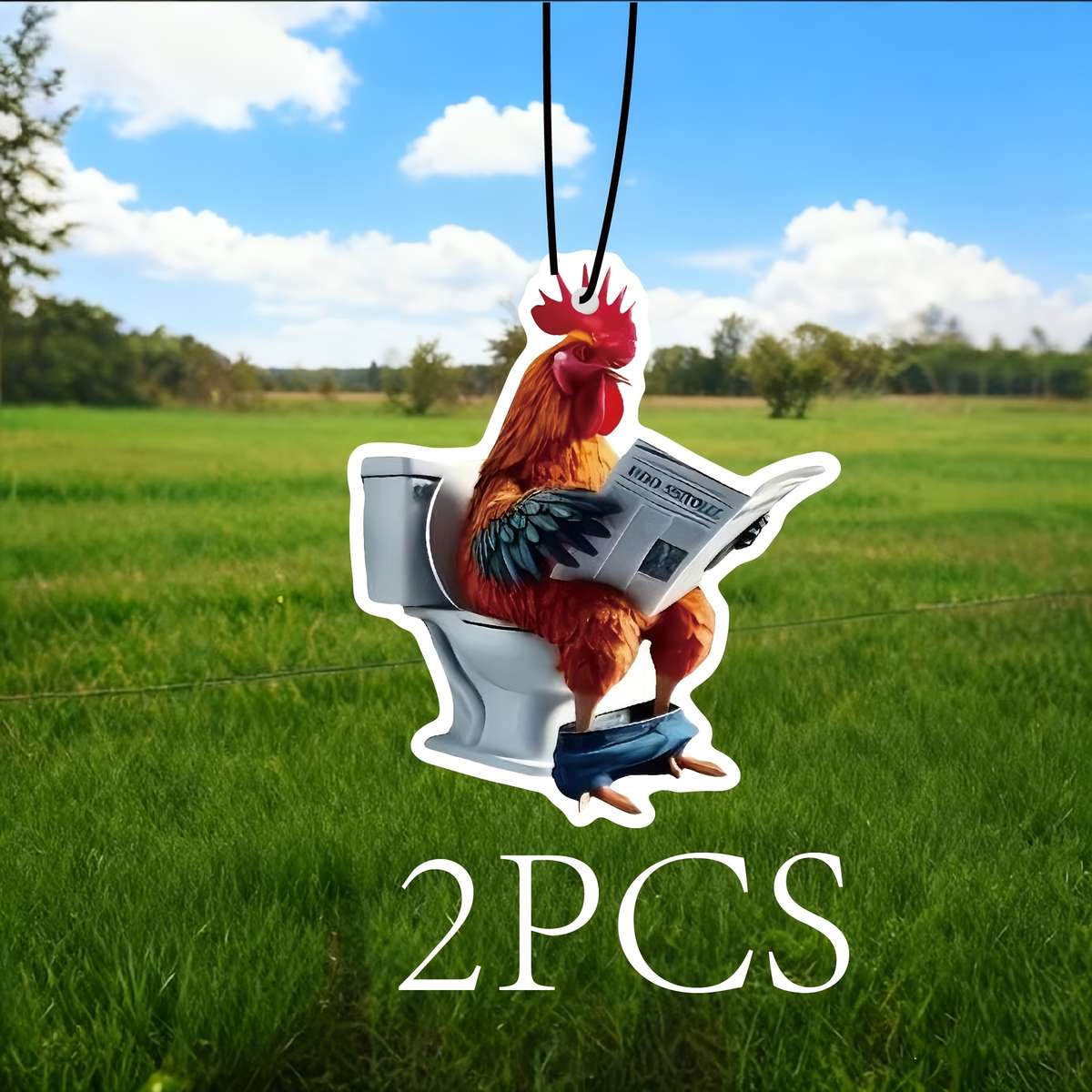 Car Interior Decor  2Pcs Funny Rooster