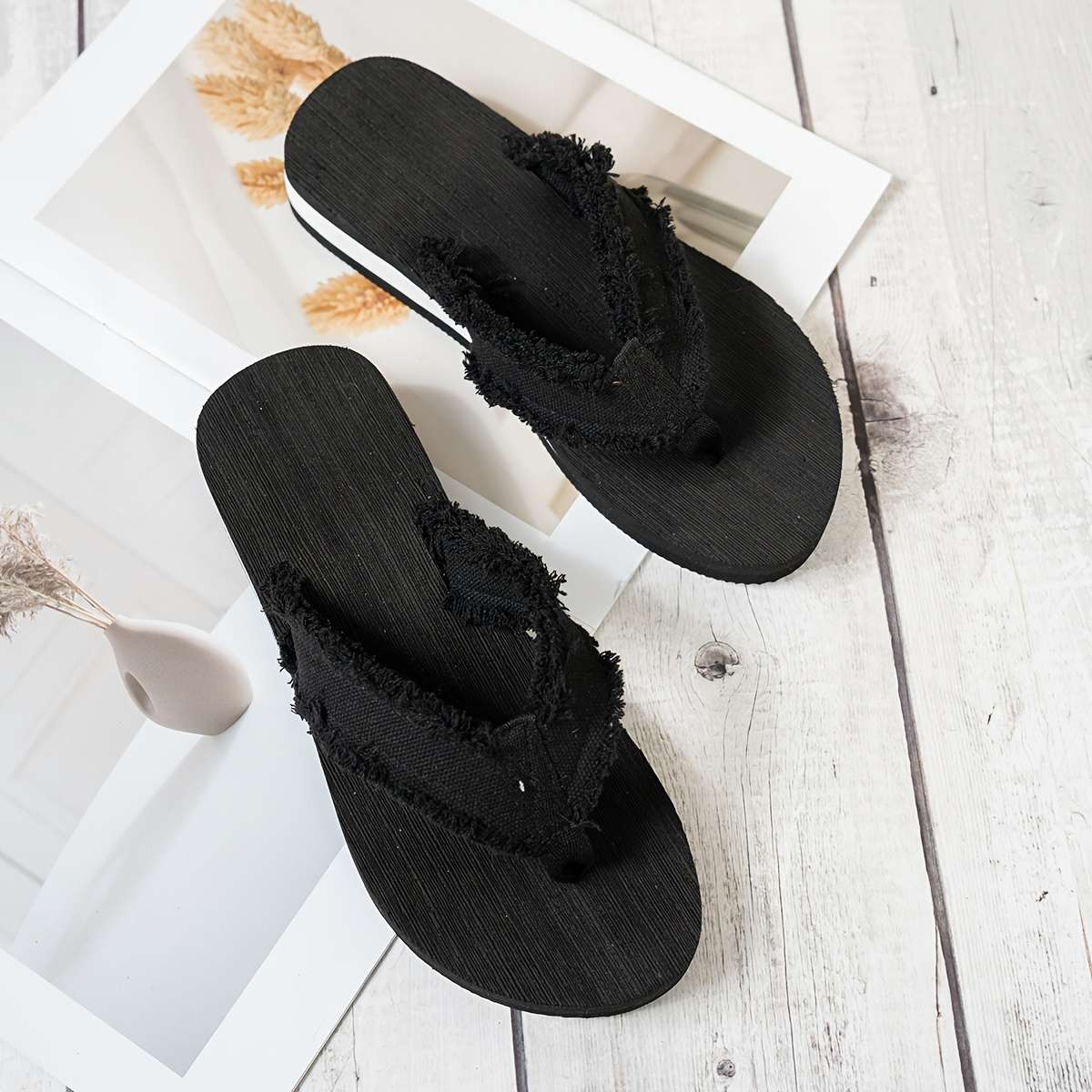 Ladies Summer Flip Flops Black Uk 7.5