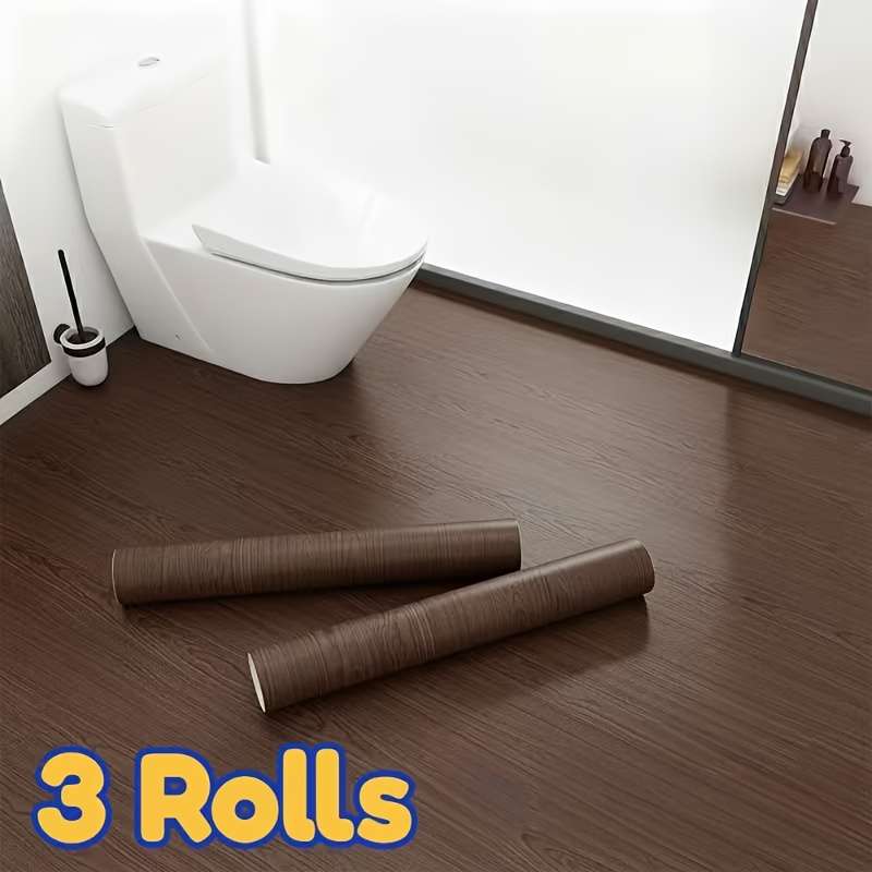 Self Adhesive Floor Stickers Gray White Walnut 39.98Cm*3.0Meter *3Rolls