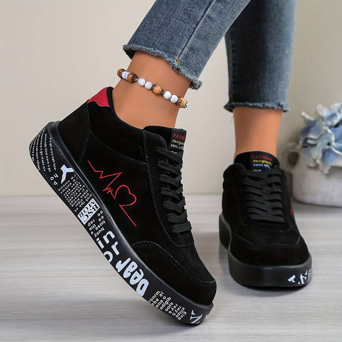 Women S Sneakers Color Blackred Sizeuk 10.5
