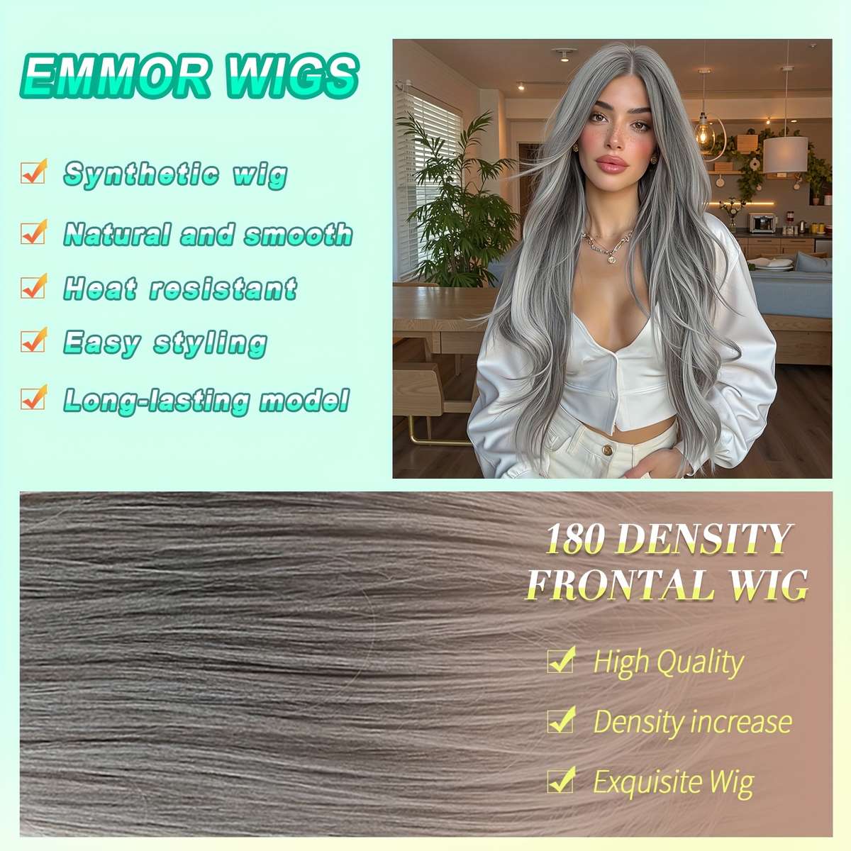 Women S Wigs Grey Hair Length81.28Cm