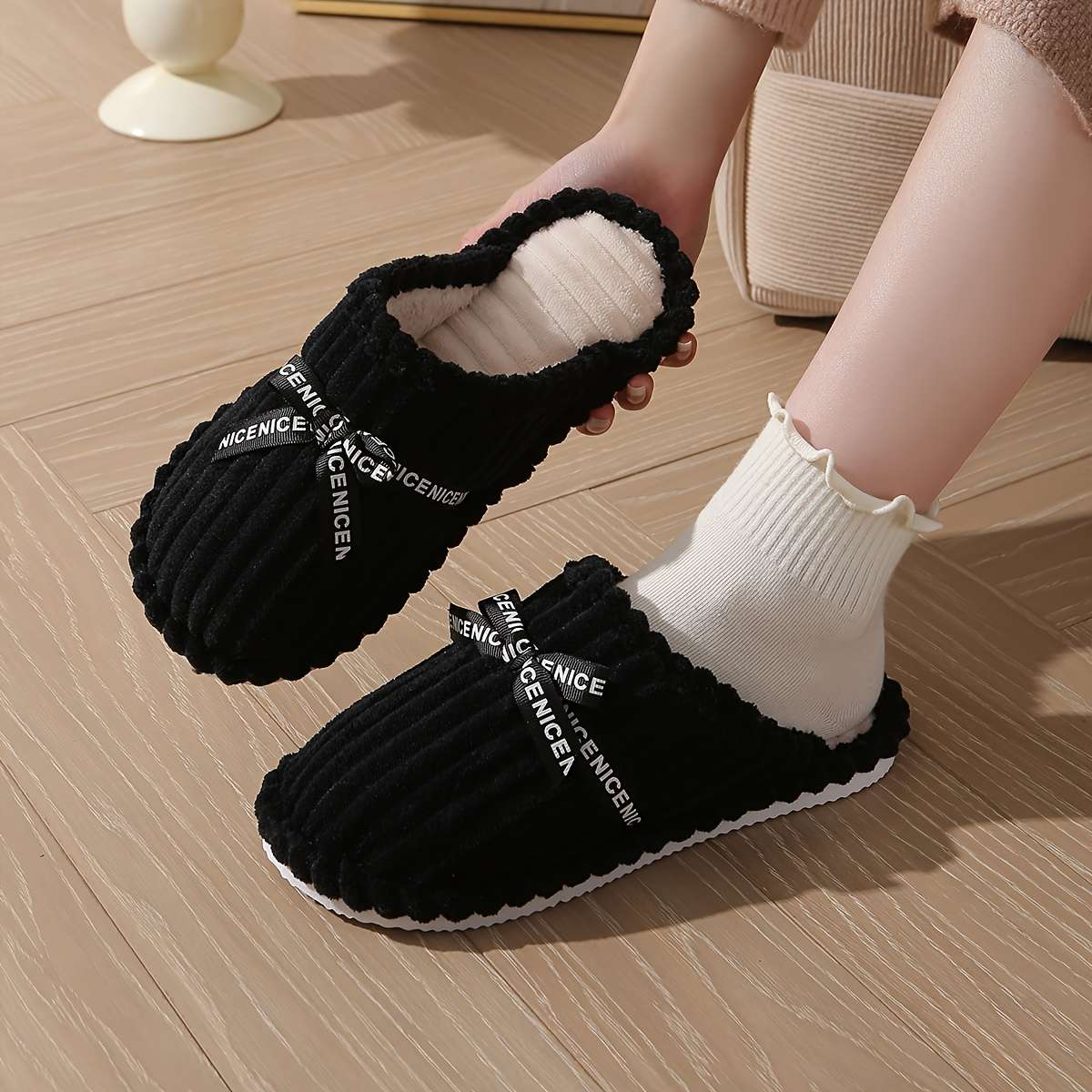 Cotton Slippers Color Grey Sizeuk 6.5-7