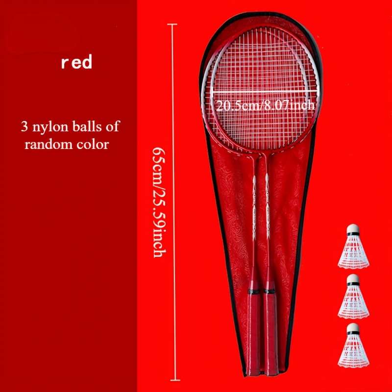 Badminton Racket Color 3 Balls  A Pair Of Red Rackets