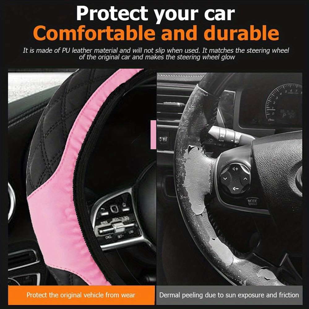 Car Steering Wheel Cover Black+Red Lines