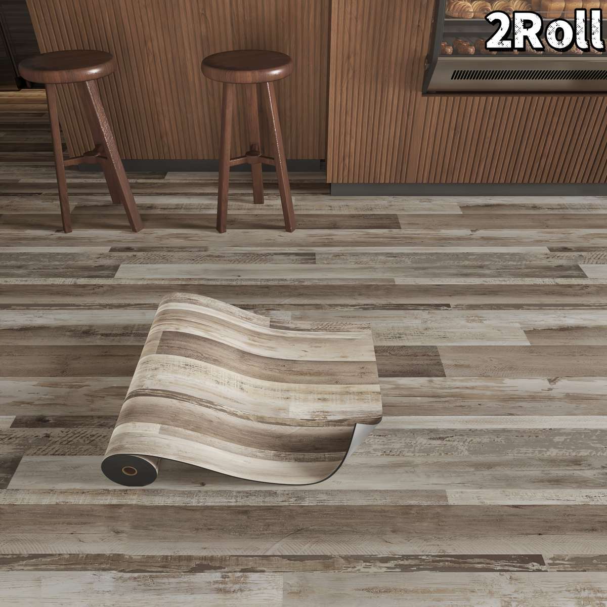 Self Adhesive Floor Stickers Classic Walnut Brown 2Roll