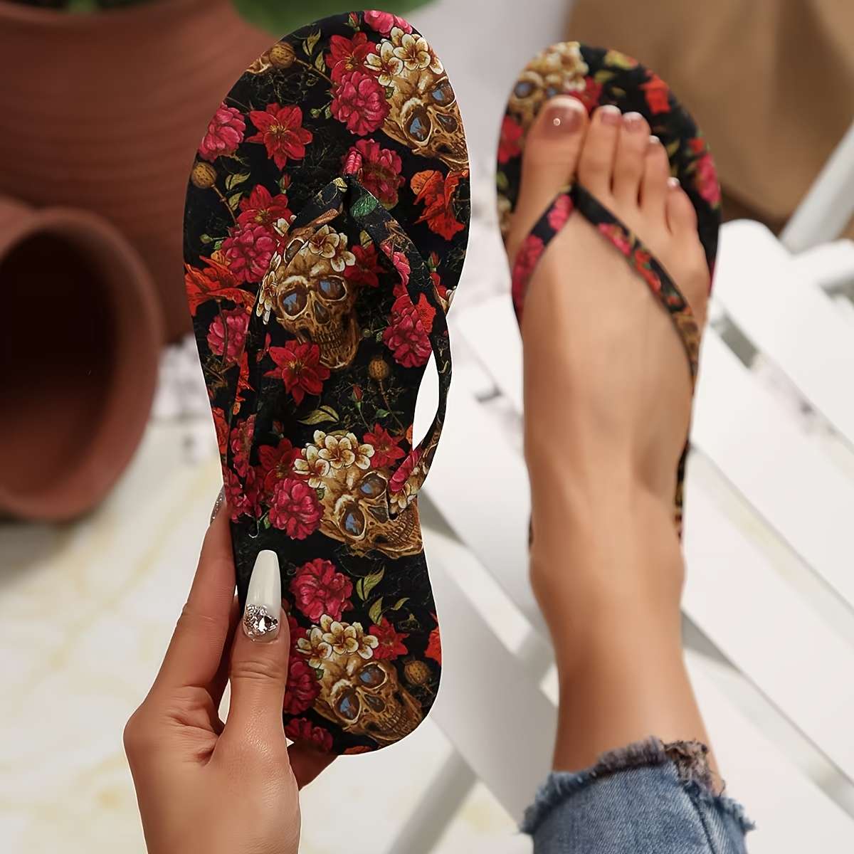 Ladies Summer Flip Flops Multicolor Uk 7