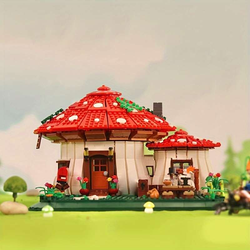 3D Building Model Puzzle Set Style Mushroom House
