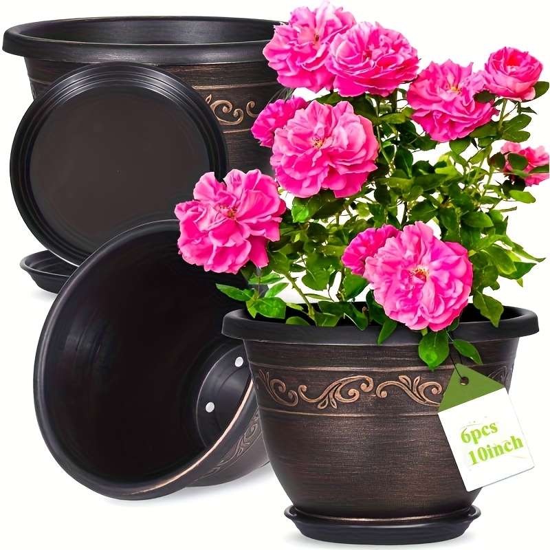 Flowerpot Size 20.32 Cm 6 Flower Pots  6 Trays