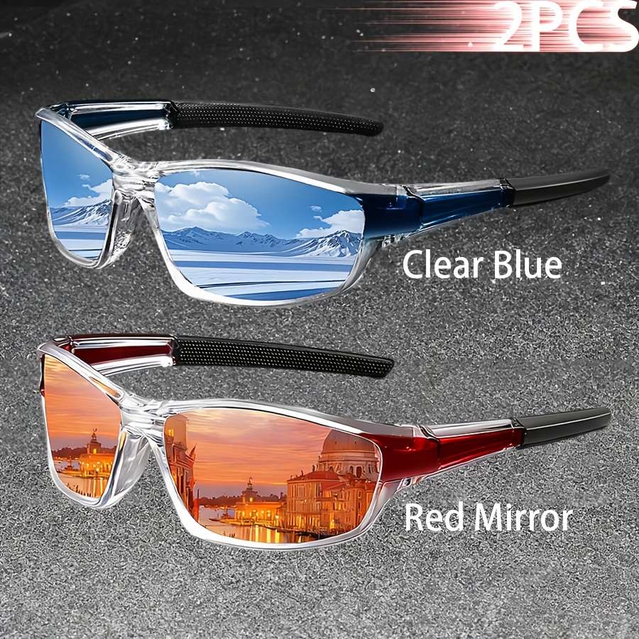 Cycling Glasses Color 2Pcs Clearblue Redmirror