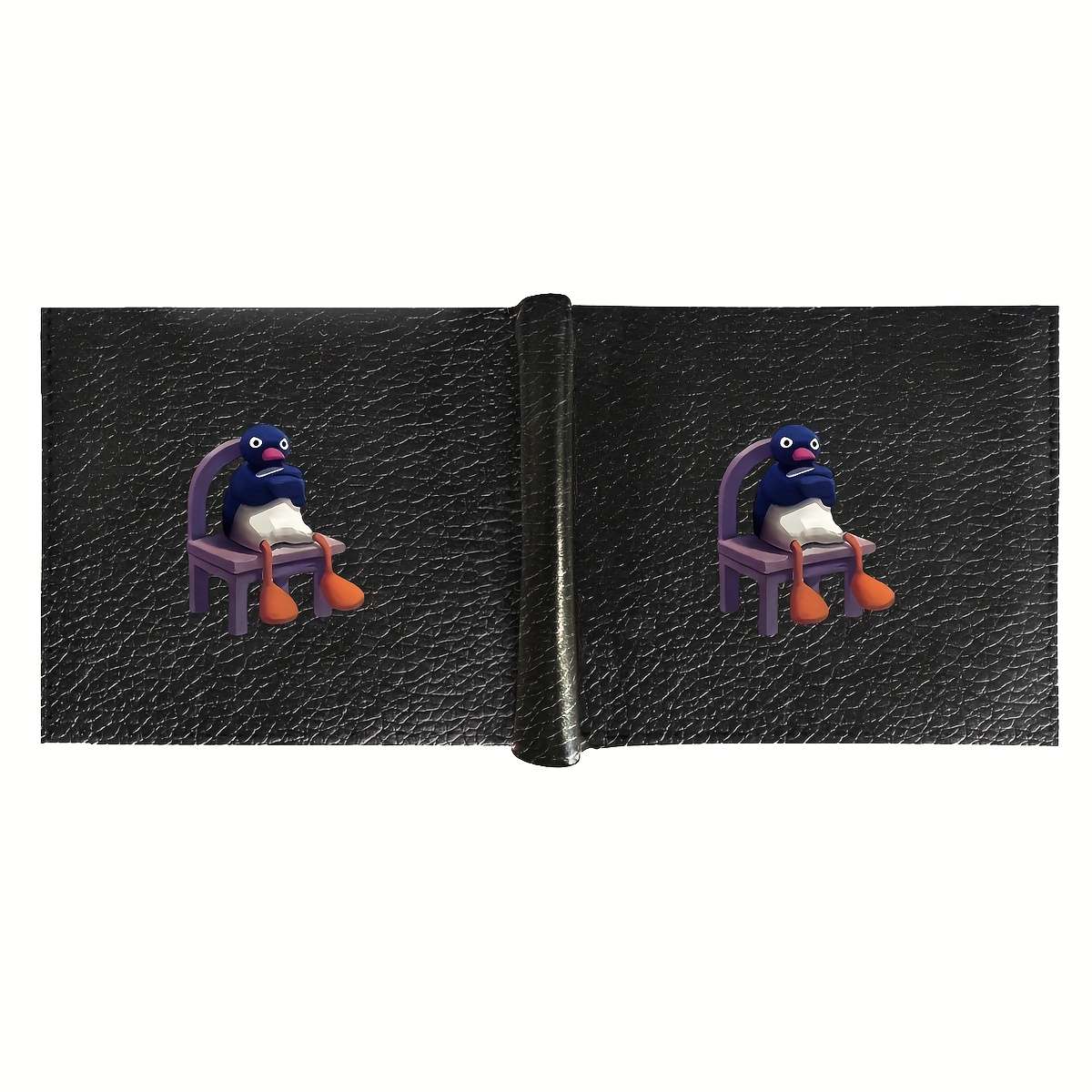 Black Faux Leather Penguin Wallet Casual Style Solid Color With Crocodile Pattern Multi