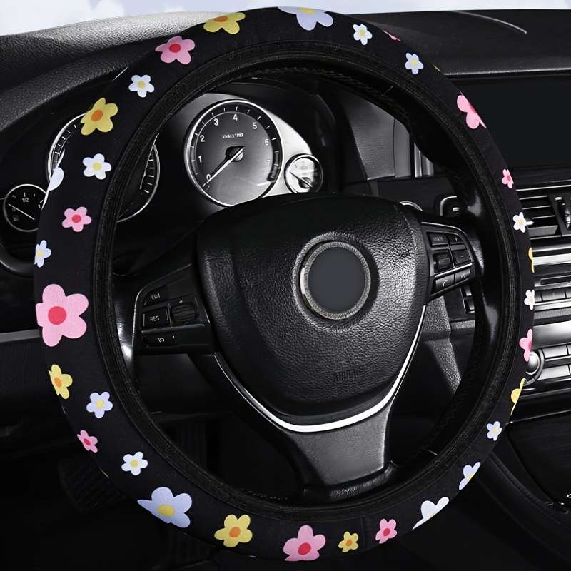 Car Steering Wheel Cover White Flower