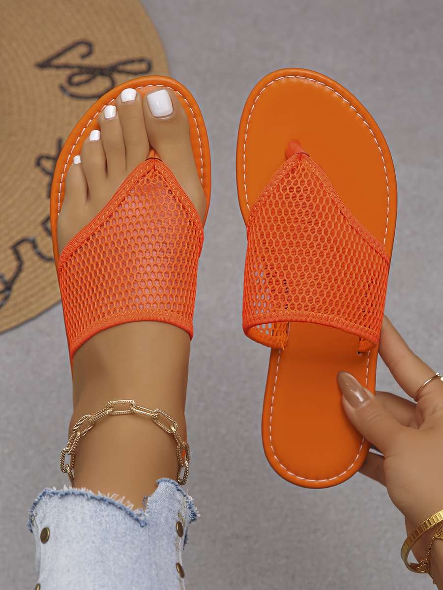 Ladies Summer Flip Flops Orange Uk 6.5