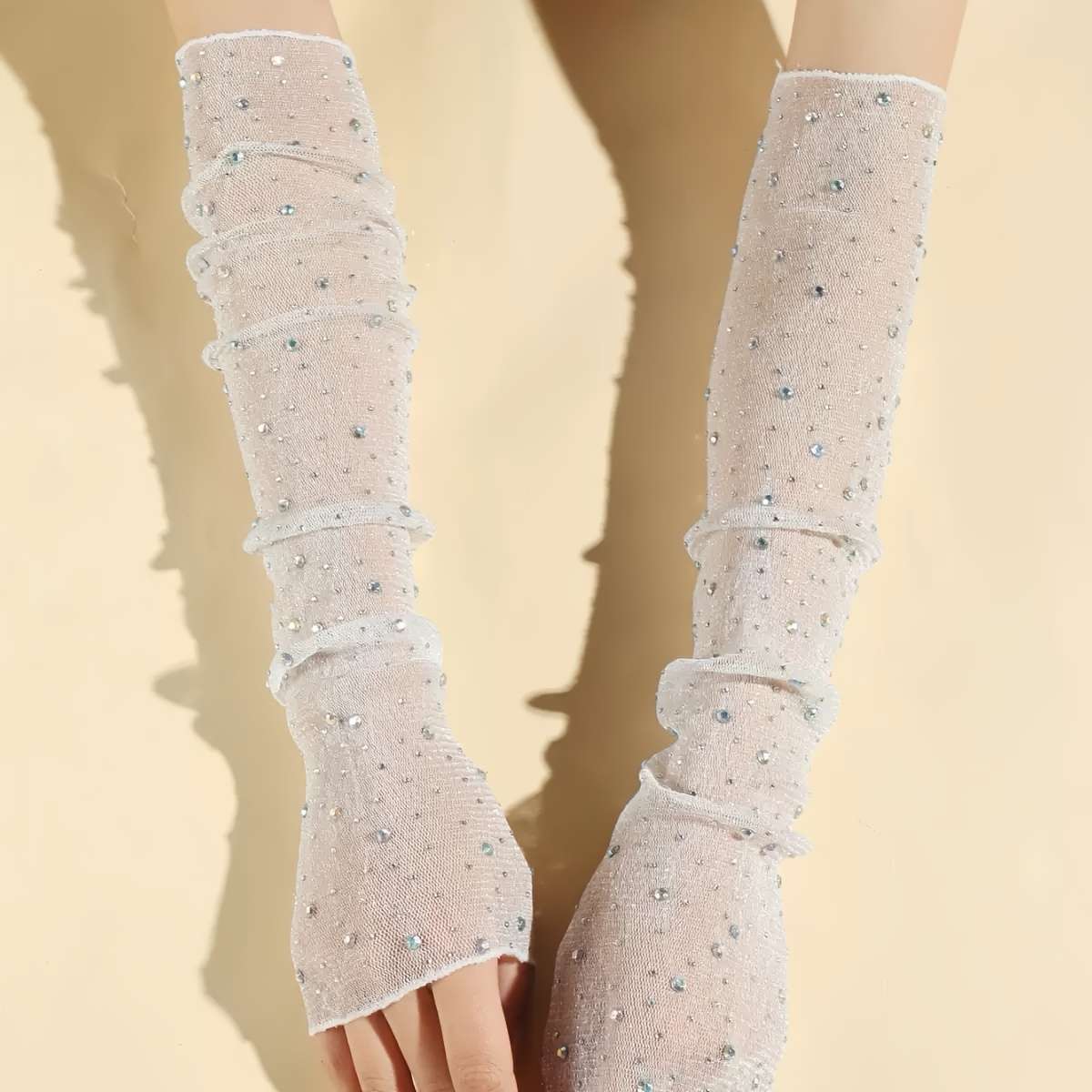 2Pcs Rhinestone Mesh