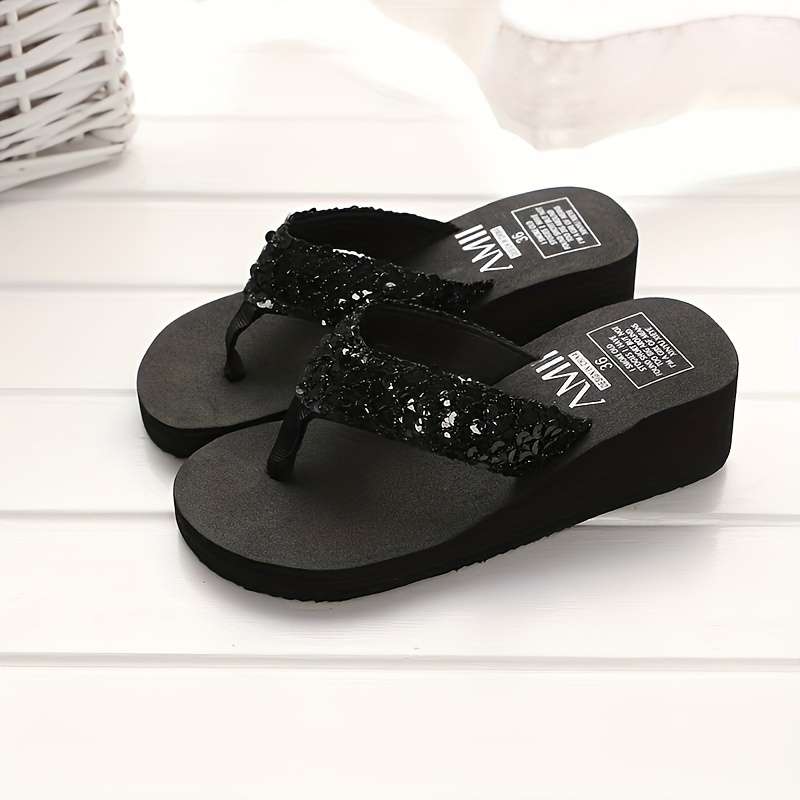 Ladies Summer Flip Flops Black Uk 6