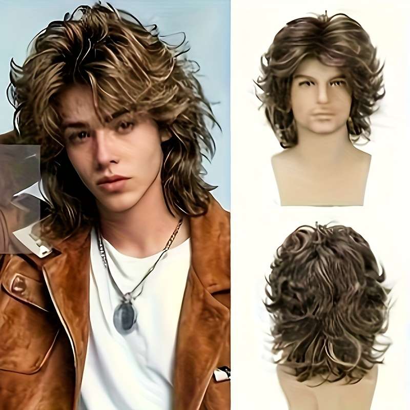 Mixed-Color Mens Wigs Hair Length 20.32Cm