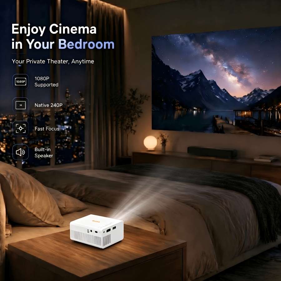 Projector Style White Multi Functional Mobile Phone Projector With Remote Control