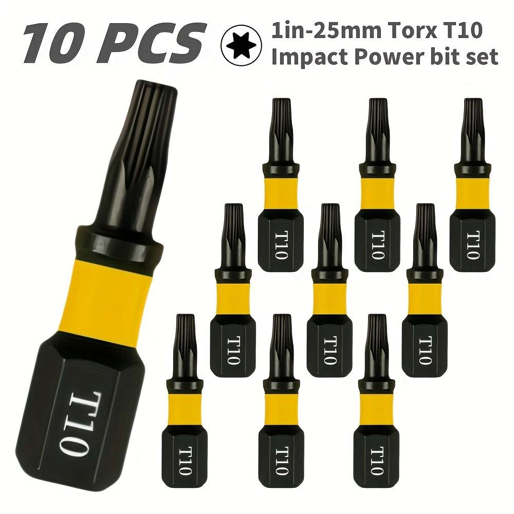 Screwdriver Bit Tool Set Model 25Mm T10 Quantity 10Pcs