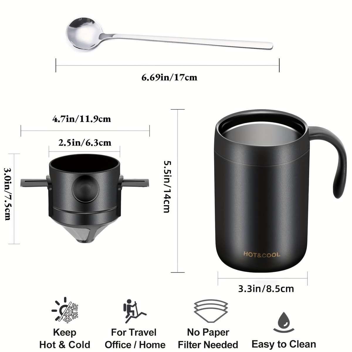 Coffee Machine Model Insulated Cup  Filter Cup  Spoon  Cleaning Brush