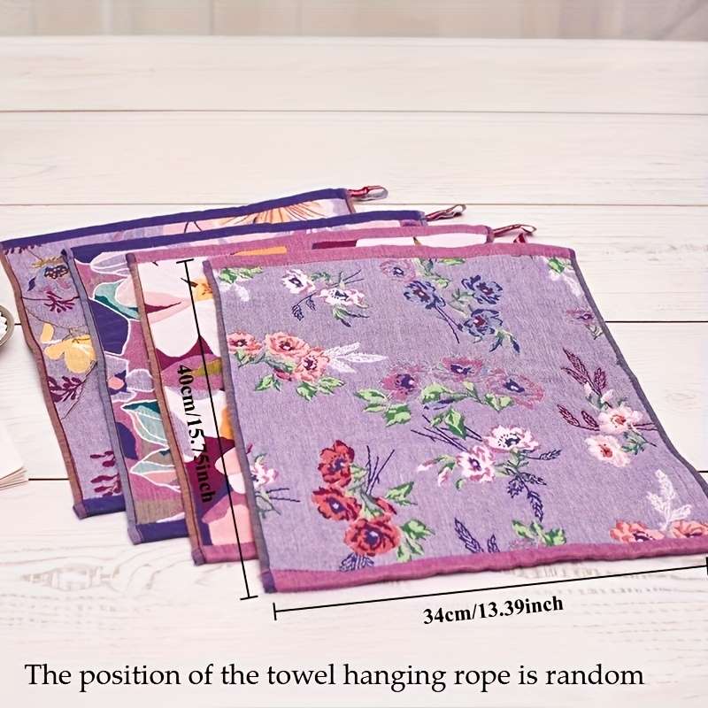 Towel Color 2Pcs Purple Courtyard Flower Narrative