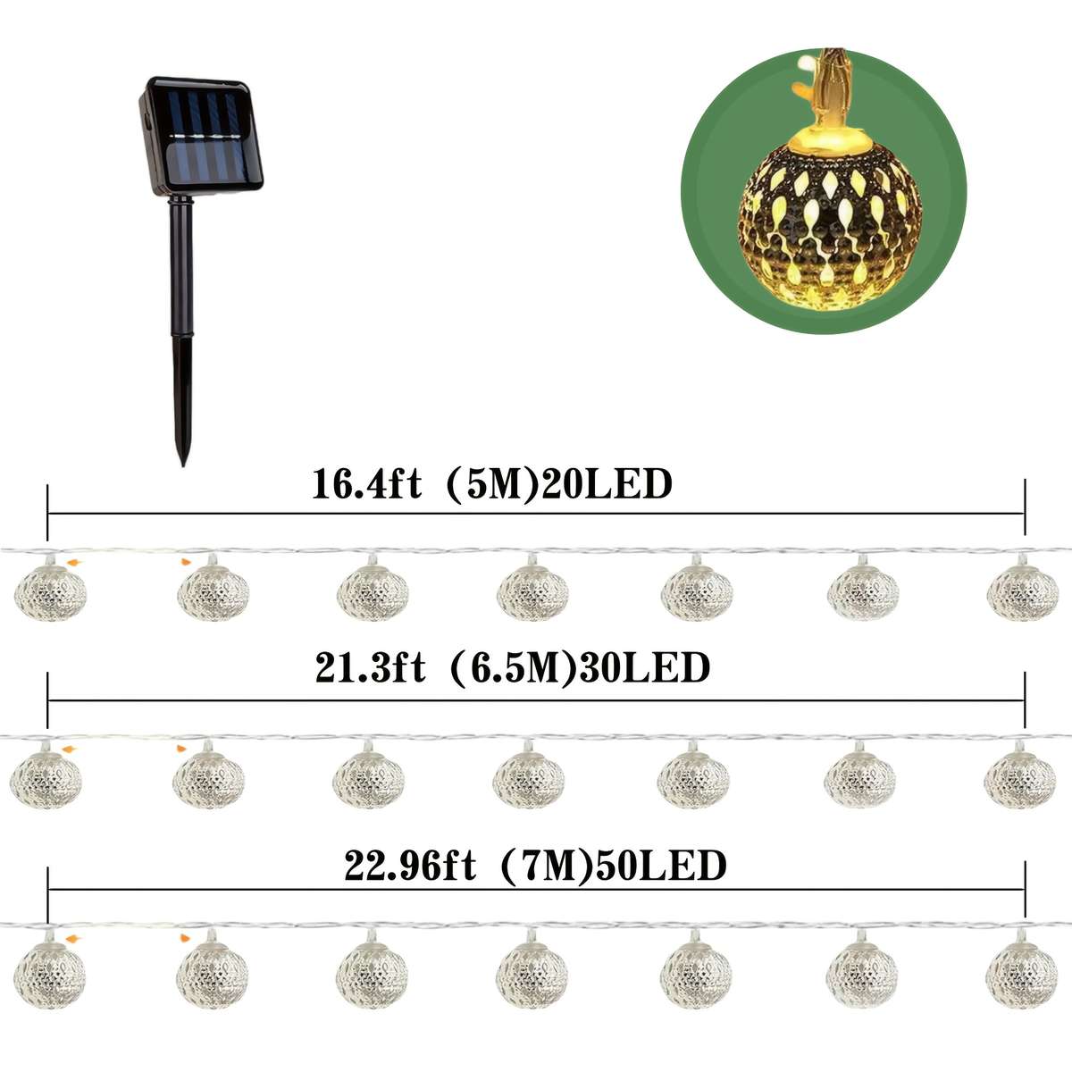Christmas Lights Warm Size 7M 22.96Ft 50Led