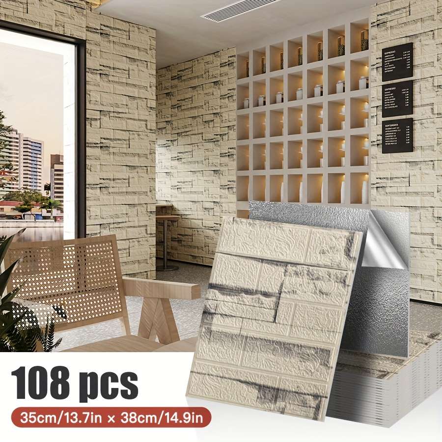 Wall Stickers Color White Brick Pattern Quantity108 Pieces