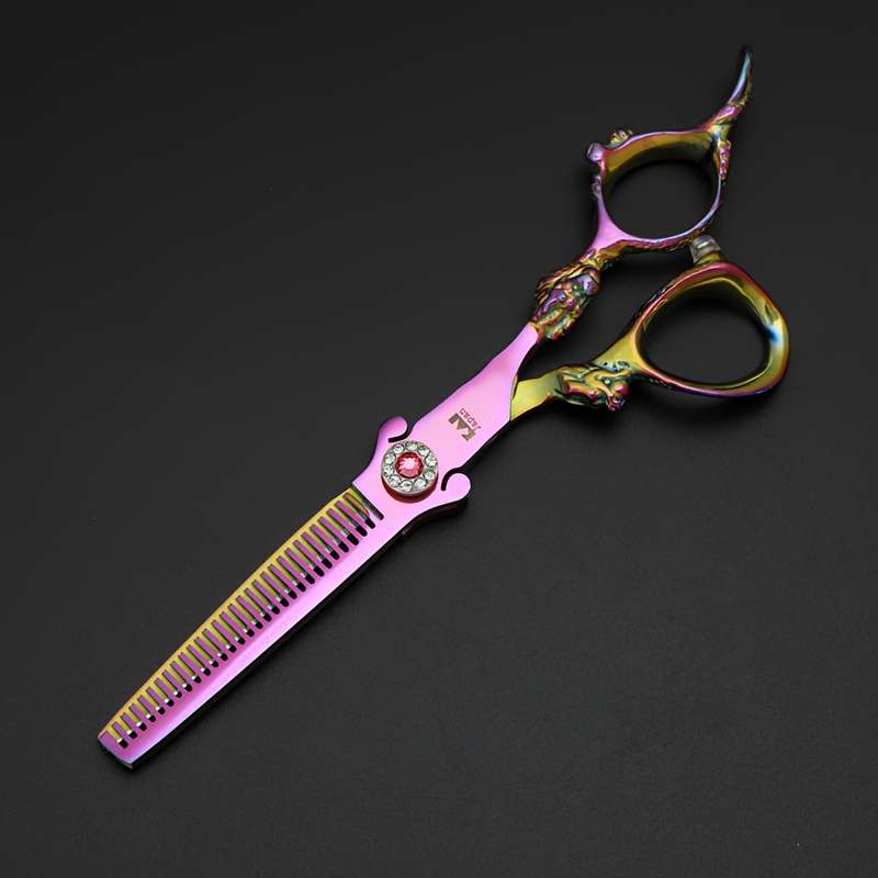 Hairdressing Scissors Model Colorful Butterfly Dragon Handle 6 Inch Flat Scissors