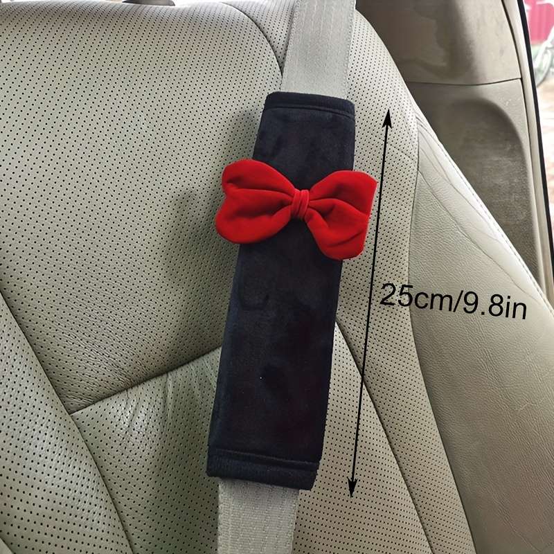 Car Seat Belt Covers 2Pcs Big Red Bow