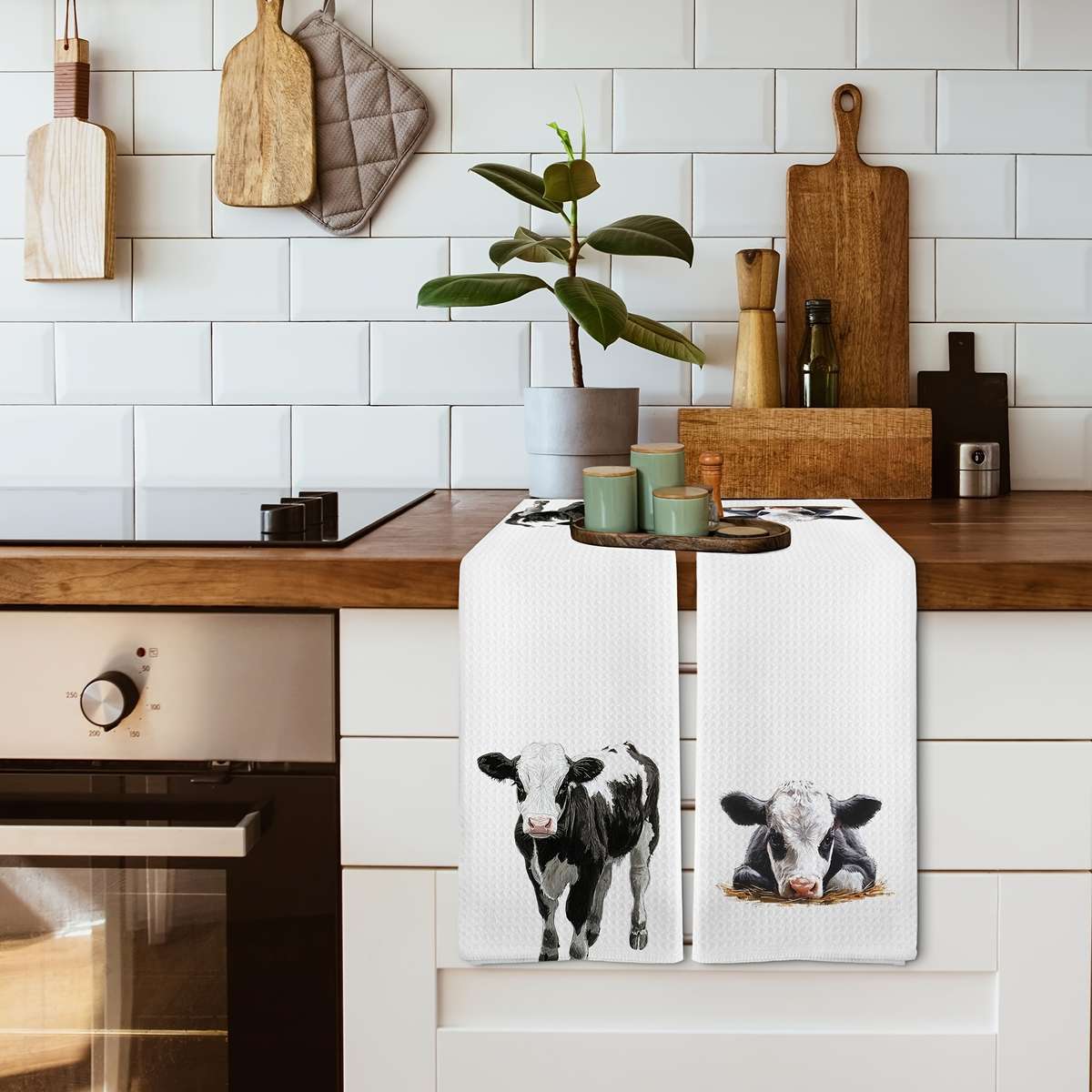 Rag Quantity Set Of 2 Fun Cow Kitchen Towels And Dishcloths