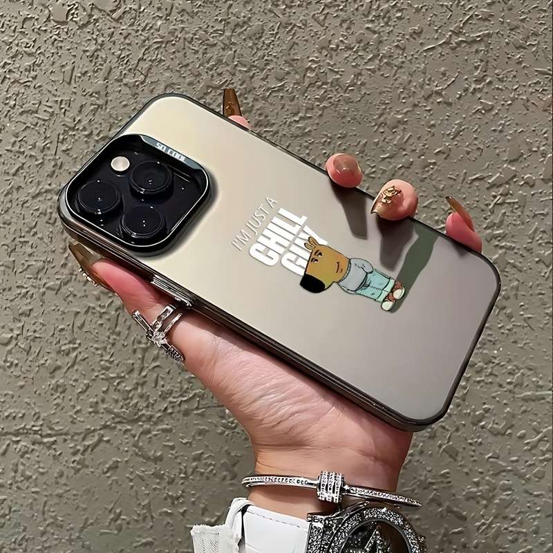 1Pc Black For iPhone 16 Plus I'M Just A Chill Guy Phone Case