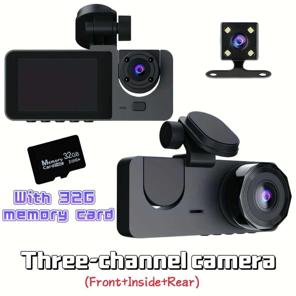 Dashcam Model Three Cameras  Front Interior And Rear  Including A 64Gb Card .