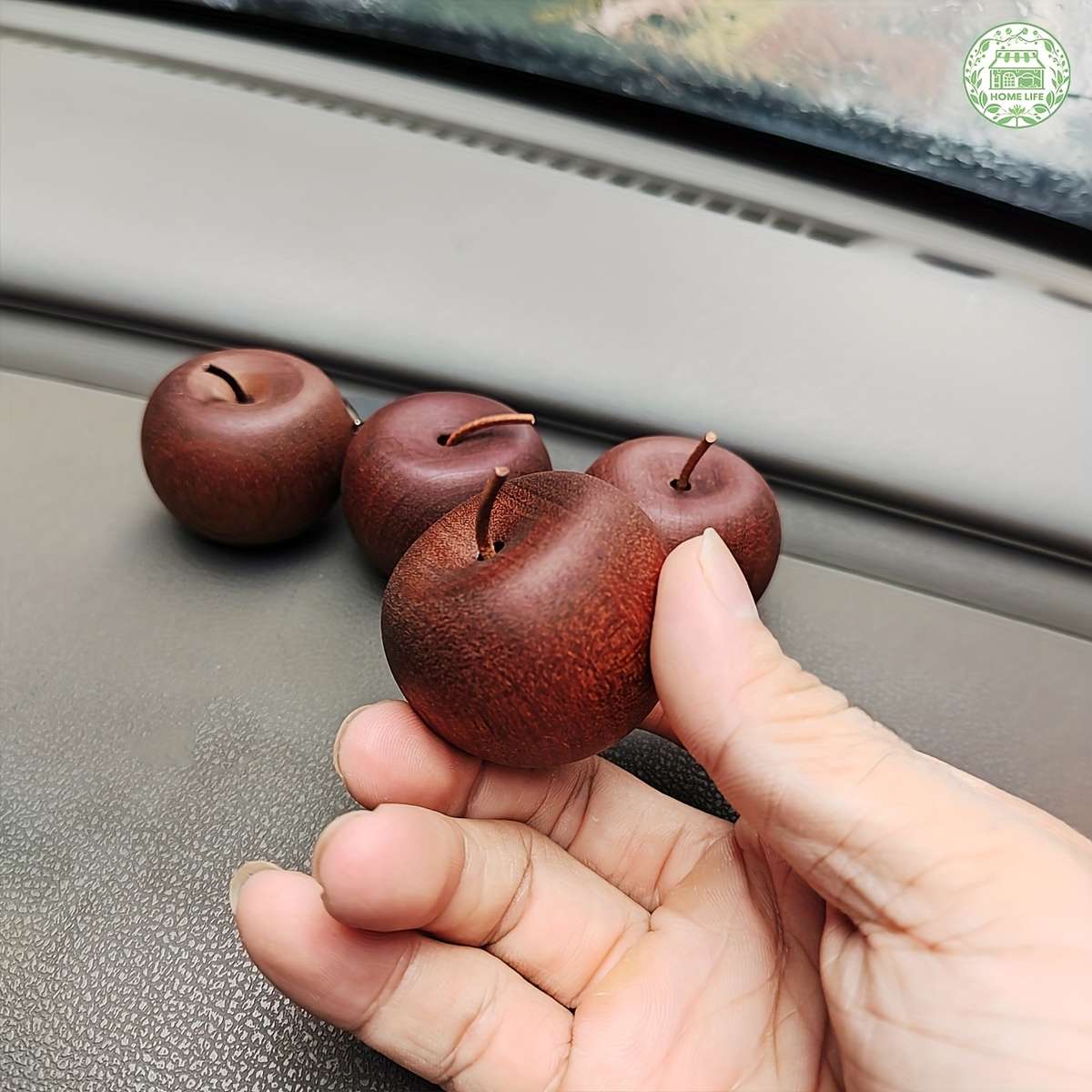 Car Interior Decor Items 2Pcs Apple Wooden Diffuser