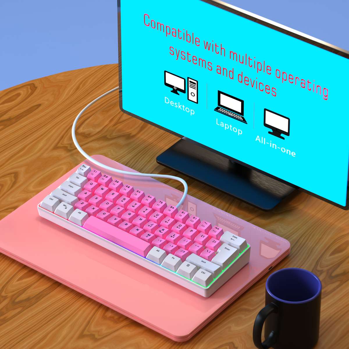 Keyboard Color Backlit keyboard   white  add  pink