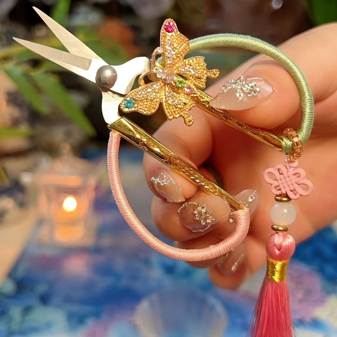 Scissors Color Pink Green Handle