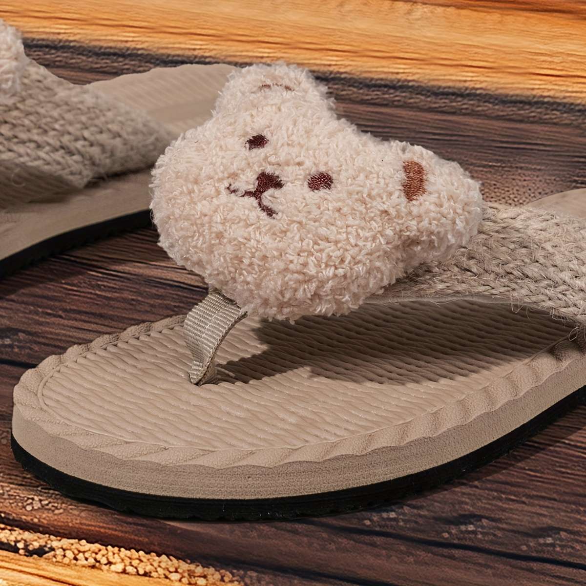 Ladies Summer Flip Flops Beige Uk 6.5-7
