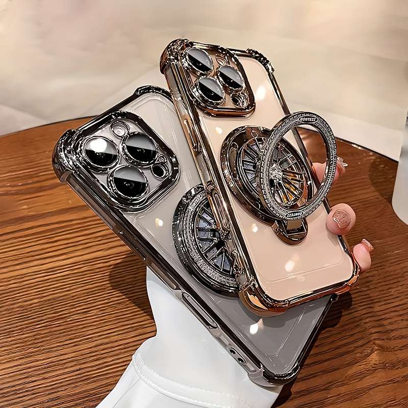 1Pc Silvery For iPhone 14 Plus Stress Relief Gyroscope Phone Case
