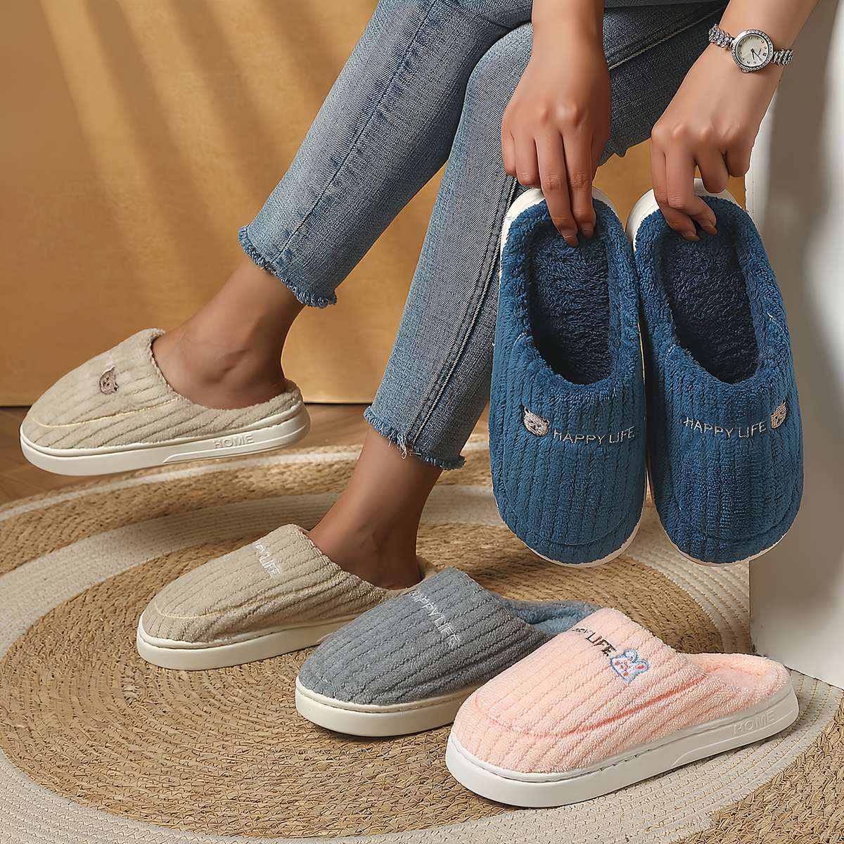 Cotton Slippers Color Grey Sizeuk 6.5-7